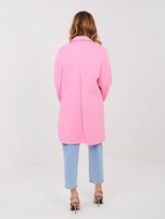 Pastelowy różowy piankowy płaszcz z kołnierzem RUE PARIS 