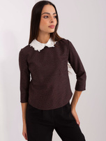 Hurt Czarna krótka bluzka wizytowa z kołnierzem