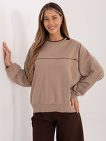 Ciemnobeżowa bluza z okrągłym dekoltem 