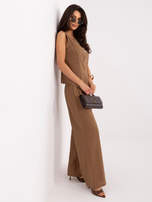 Jasnobrązowy letni komplet z domieszką lnu