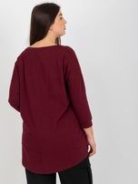 Hurt Śliwkowa bluzka plus size z rękawem 3/4