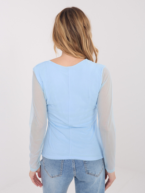 Jasnoniebieska elegancka bluzka z siateczki