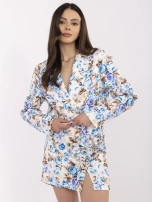 Niebiesko-ecru elegancki komplet damski w kwiaty