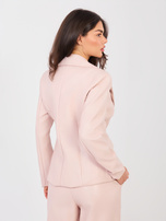 Jasnoróżowa dwurzędowa marynarka z ekoskóry