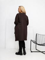 Czekoladowa asymetryczna tunika plus size