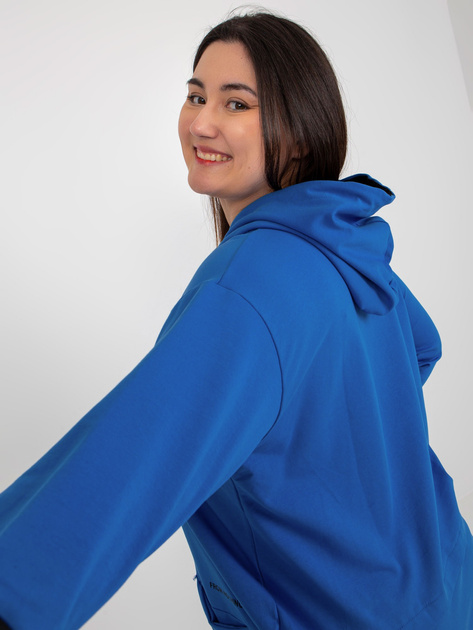 Hurtownia Ciemnoniebieska bluza plus size z kapturem