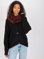 Czarno-bordowa chusta komin w zwierzęce wzory  