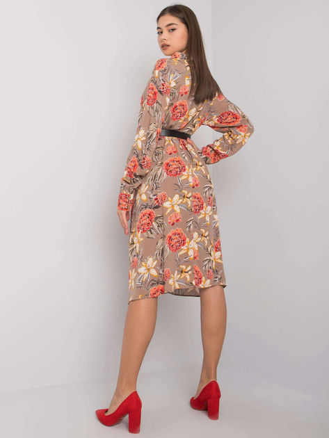 Ciemnobeżowa wzorzysta sukienka Christelle