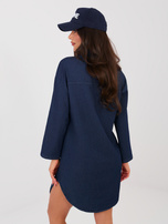 Granatowa jeansowa sukienka o kroju koszuli  RUE PARIS 