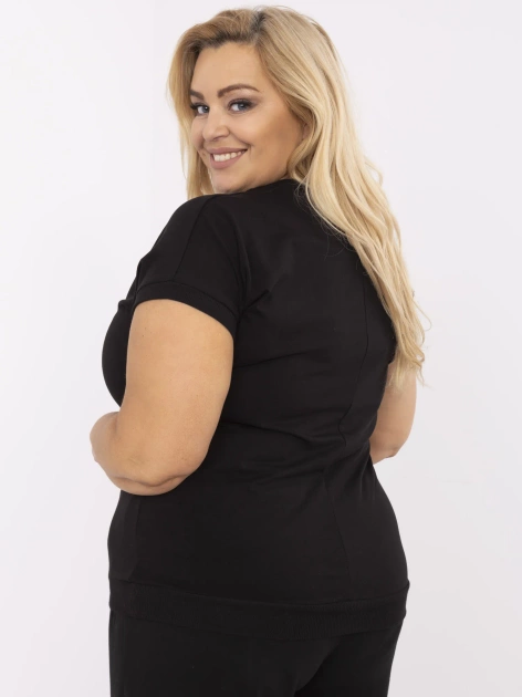 Czarna damska bluzka plus size ze ściągaczami