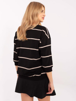 Hurt Czarno-beżowa damska bluzka z rękawem 3/4