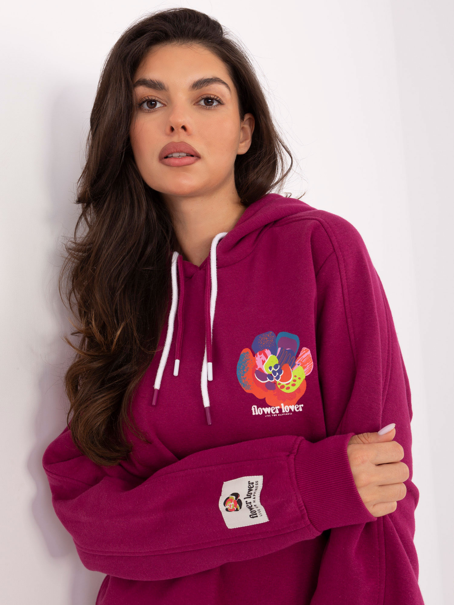 Fuksjowa ocieplana bluza z kapturem SUBLEVEL 