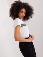 Hurt Biały bawełniany t-shirt z haftem BASIC FEEL GOOD