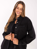 Czarna jeansowa kurtka z kieszeniami SUBLEVEL 