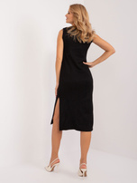 Schwarzes zweiteiliges Set mit Midikleid.