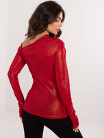 Hurt Czerwona połyskująca bluzka na jedno ramię