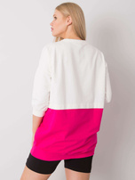 Ecru-fuksjowa tunika plus size z bawełny Philomene