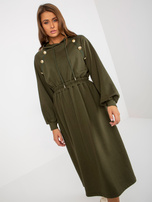 Hurt Khaki midi rozkloszowana sukienka dresowa z guzikami 