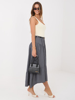 Granatowa letnia spódnica z falbaną 