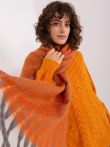 Wholesale Gray-Orange Patterned Scarf