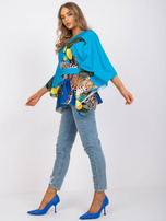 Niebieska bluzka one size z paskiem 