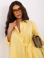 Jasnożółta asymetryczna koszula z sztruksu RUE PARIS