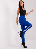 Hurtownia Kobaltowe spodnie dresowe z kieszeniami