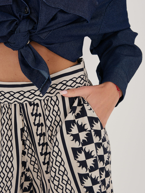 Granatowe wzorzyste szorty z wiskozy SUBLEVEL