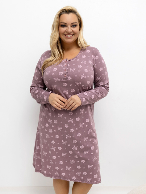 Brudnoróżowa nocna koszula plus size z bawełny