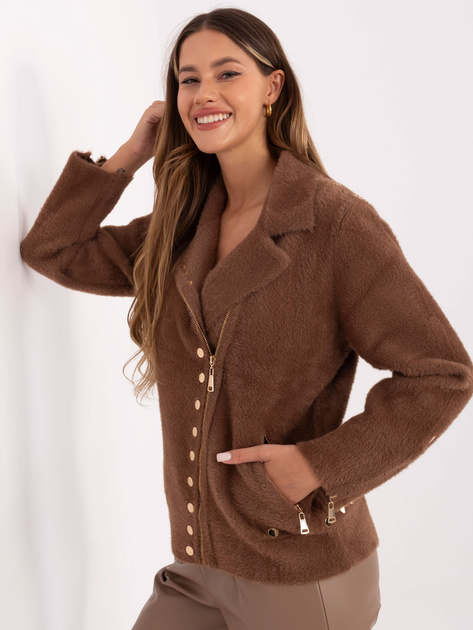 Jasnobrązowa kurtka alpaka z dodatkiem wełny