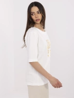 Ecru damska bluzka z krótkim rękawem 