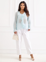 Miętowa prześwitująca bluzka w paski