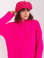 Hurt Fuksjowy beret z kaszmirem