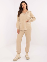 Beżowy komplet alpaka z bluzą z kapturem