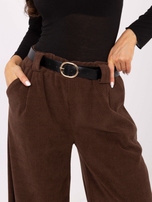 Brązowe sztruksowe spodnie z kieszeniami RUE PARIS