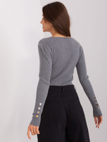 Hurtownia Ciemnoszary sweter klasyczny z wiskozą