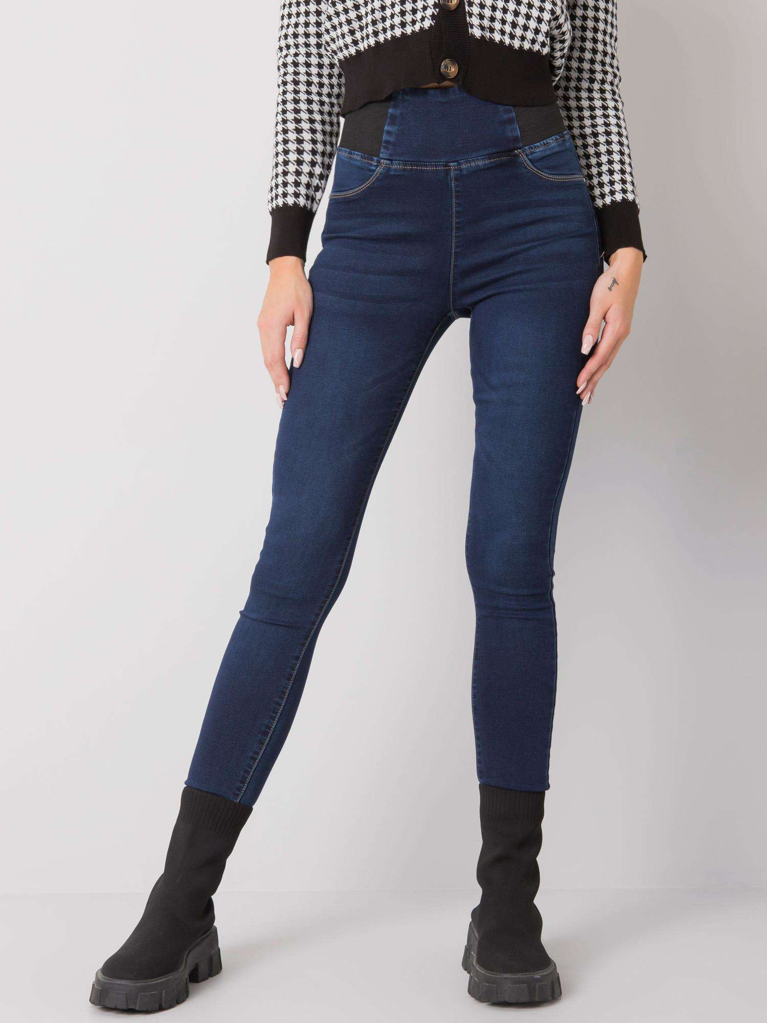 Ciemnoniebieskie jegginsy high waist Vernal