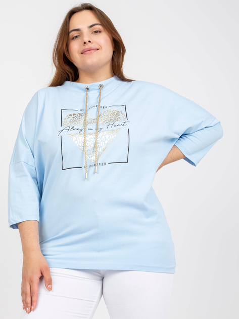 Jasnoniebieska codzienna bluzka plus size z rękawem 3/4
