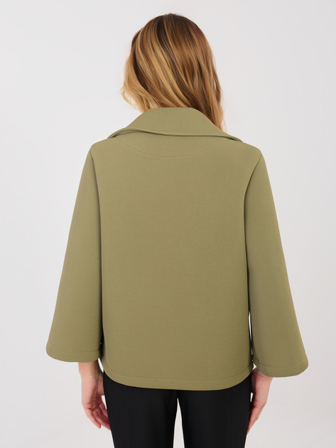 Khaki piankowy płaszcz z broszką