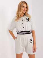 Hurt Jasnoszary melanżowy komplet casualowy z bluzą i szortami