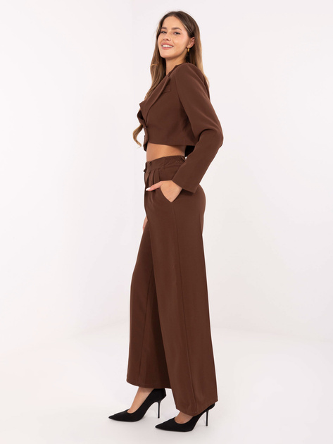 Brązowy elegancki komplet w jednolitym kolorze RUE PARIS