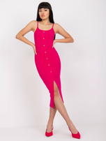 Fuchsia Kleid angepasst aus Baumwollrippe RUE PARIS.