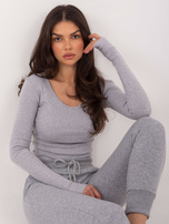 Světlé šedé longsleeve basic z bavlny.