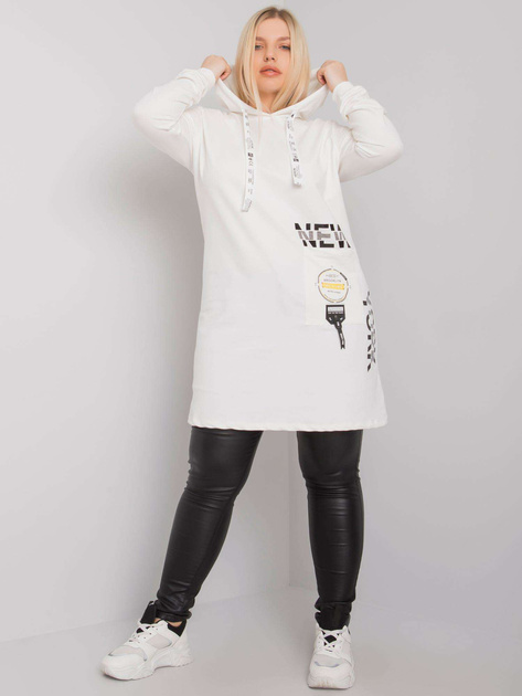 Ecru tunika plus size z kapturem Ashford