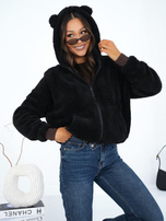 Czarna futrzana bluza uszami misia