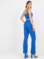 Niebieski komplet casualowy z topem na ramiączkach 