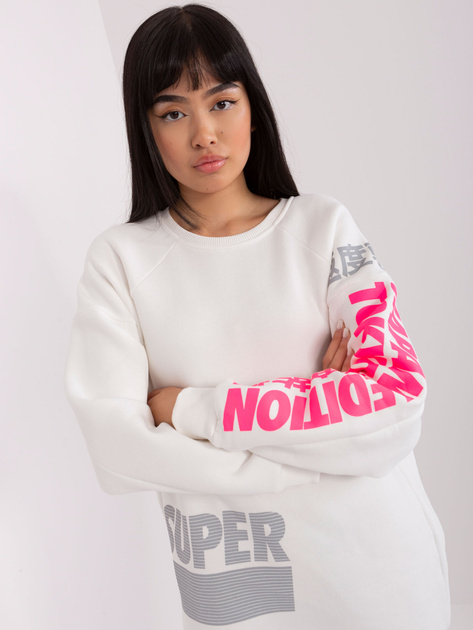 Hurtownia Ecru damska bluza oversize z nadrukiem