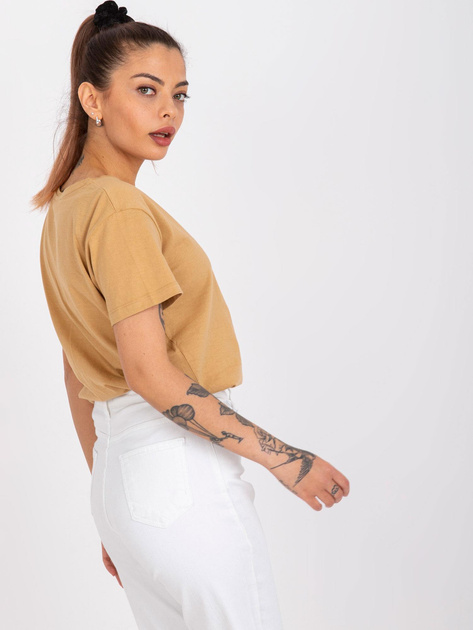 Camelowy t-shirt damski basic Salina MAYFLIES