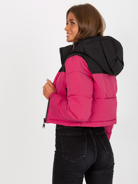 Hurt Czarno-czerwona krótka kurtka zimowa z pikowaniem