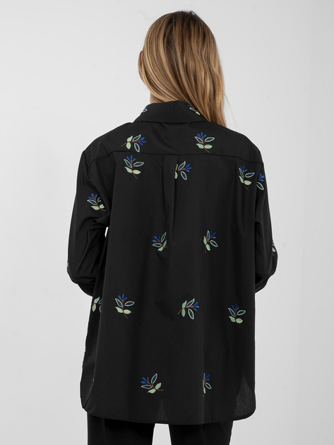 Czarna bawełniana koszula z haftem